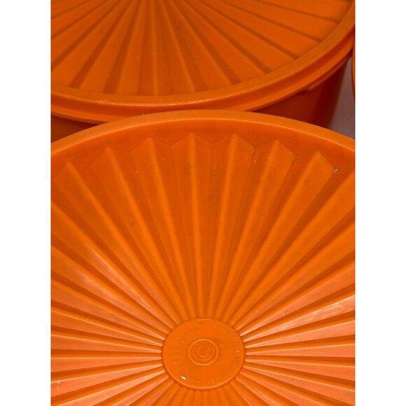 Vintage 80s Tupperware Orange Canister Set of 3 w/ Lids – Retro USA Made - Picture 6 of 10
